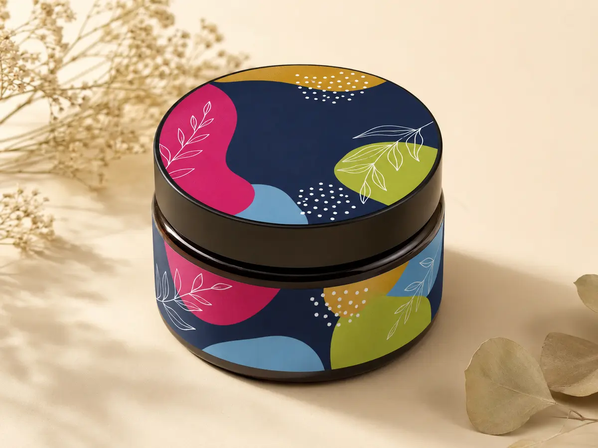 Cosmetic Jar Labels Top & Side — Custom / multiple sizes inch