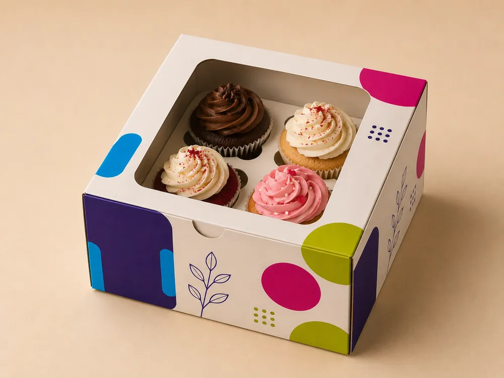 Cupcake Box 4 Cavity — Custom / multiple sizes inch